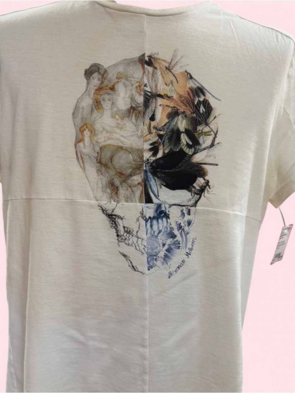 Alexander McQueen Men's Cream Graphic Back-Print T-Shirt